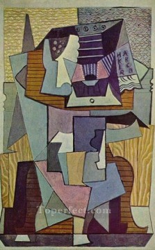 three women at the table by the lamp Painting - Still life on a pedestal table The table 1919 Pablo Picasso
